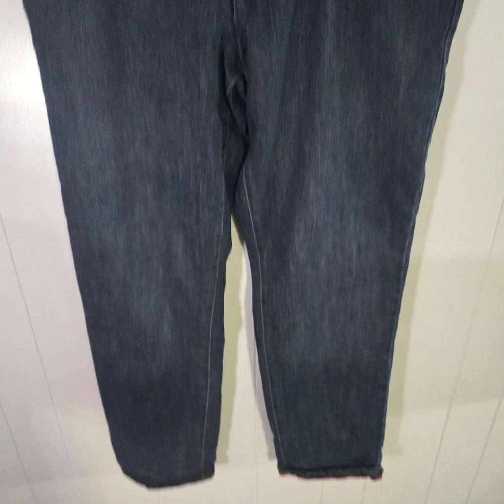 Eddie Bauer Men's 40x34 Flannel Lined Straight Fit Jeans Blue Buffalo Plaid Warm